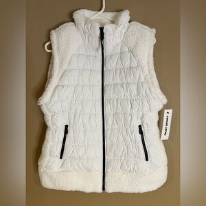 DKNY Sport White Sherpa and Quilted Vest